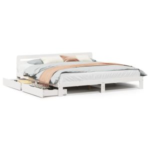 Łóżko drewniane rama łóżka sofa biała do sypialni pokoju 180×200 cm 705379 Łóżko drewniane rama łóżka sofa biała do sypialni pokoju 180×200 cm 705379