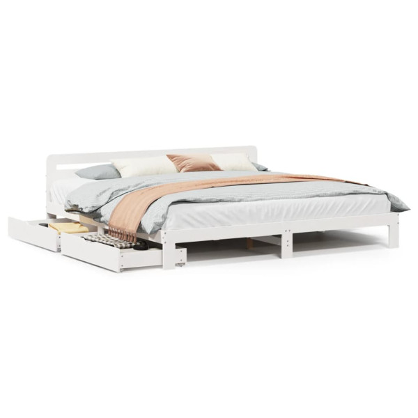 Łóżko drewniane rama łóżka sofa biała do sypialni pokoju 180x200 cm 705379