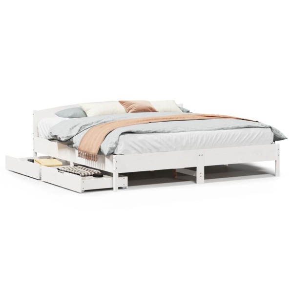 Łóżko drewniane rama łóżka sofa biała do sypialni pokoju 180x200 cm 706673