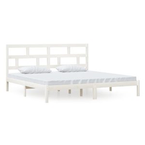 Łóżko Drewniane Rama Łóżka Sofa Biała Do Sypialni Pokoju 200 x 200 cm 479874 Łóżko Drewniane Rama Łóżka Sofa Biała Do Sypialni Pokoju 200 x 200 cm 479874