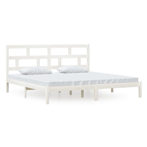 Łóżko Drewniane Rama Łóżka Sofa Biała Do Sypialni Pokoju 200 x 200 cm 479874