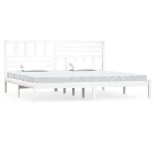 Łóżko Drewniane Rama Łóżka Sofa Biała Do Sypialni Pokoju 200 x 200 cm 480233 Łóżko Drewniane Rama Łóżka Sofa Biała Do Sypialni Pokoju 200 x 200 cm 480233