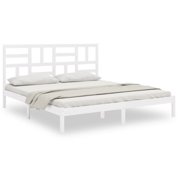 Łóżko Drewniane Rama Łóżka Sofa Biała Do Sypialni Pokoju 200 x 200 cm 478610