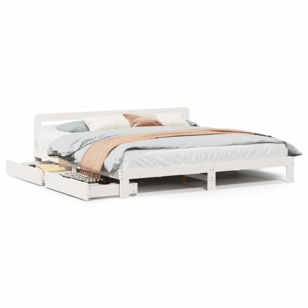 Łóżko Drewniane Rama Łóżka Sofa Biała Do Sypialni Pokoju 200x200 cm 721763