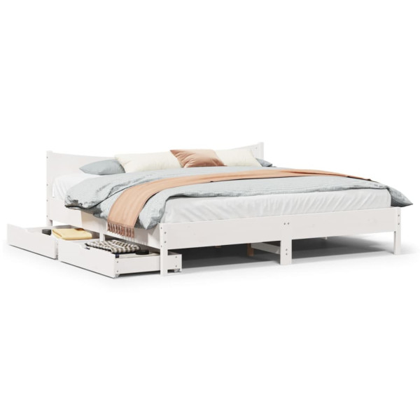 Łóżko Drewniane Rama Łóżka Sofa Biała Do Sypialni Pokoju 200x200 cm 724392