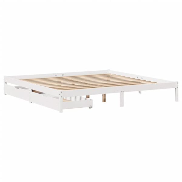 Łóżko Drewniane Rama Łóżka Sofa Biała Do Sypialni Pokoju 200x200 cm 724731