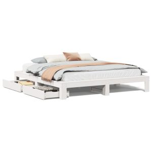 Łóżko Drewniane Rama Łóżka Sofa Biała Do Sypialni Pokoju 200×200 cm 728528 Łóżko Drewniane Rama Łóżka Sofa Biała Do Sypialni Pokoju 200×200 cm 728528