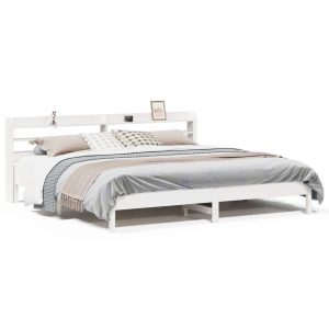 Łóżko Drewniane Rama Łóżka Sofa Biała Do Sypialni Pokoju 200×200 cm 478979 Łóżko Drewniane Rama Łóżka Sofa Biała Do Sypialni Pokoju 200×200 cm 478979