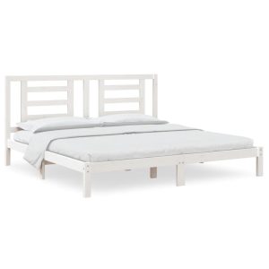 Łóżko Drewniane Rama Łóżka Sofa Biała Do Sypialni Pokoju 200×200 cm 478379 Łóżko Drewniane Rama Łóżka Sofa Biała Do Sypialni Pokoju 200×200 cm 478379