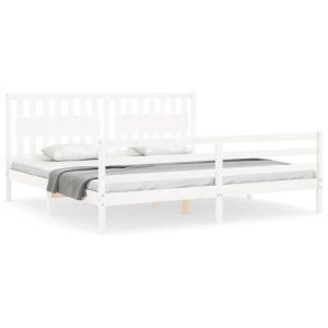 Łóżko Drewniane Rama Łóżka Sofa Biała Do Sypialni Pokoju 200×200 cm 480304 Łóżko Drewniane Rama Łóżka Sofa Biała Do Sypialni Pokoju 200×200 cm 480304