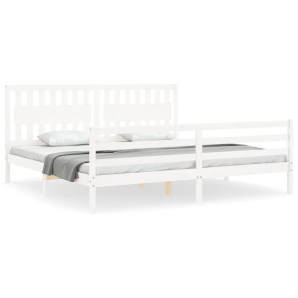 Łóżko Drewniane Rama Łóżka Sofa Biała Do Sypialni Pokoju 200x200 cm 480304