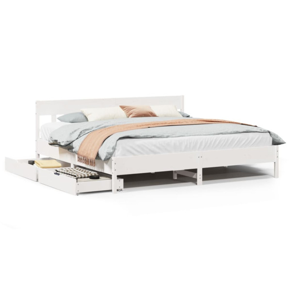 Łóżko Drewniane Rama Łóżka Sofa Biała Do Sypialni Pokoju 200x200 cm 720974