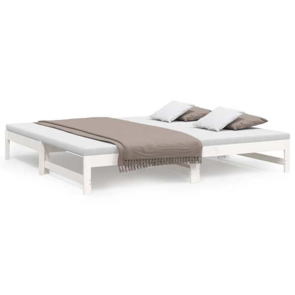 Łóżko Drewniane Rama Łóżka Sofa Biała Do Sypialni Pokoju 2x(100x200) cm 476927