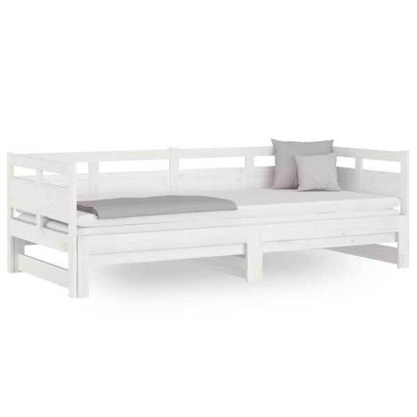 Łóżko Drewniane Rama Łóżka Sofa Biała Do Sypialni Pokoju 2x(90x200) cm 479821