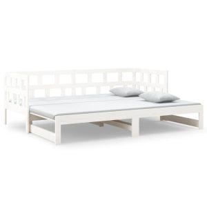 Łóżko Drewniane Rama Łóżka Sofa Biała Do Sypialni Pokoju 2x(90×200) cm 476584 Łóżko Drewniane Rama Łóżka Sofa Biała Do Sypialni Pokoju 2x(90×200) cm 476584