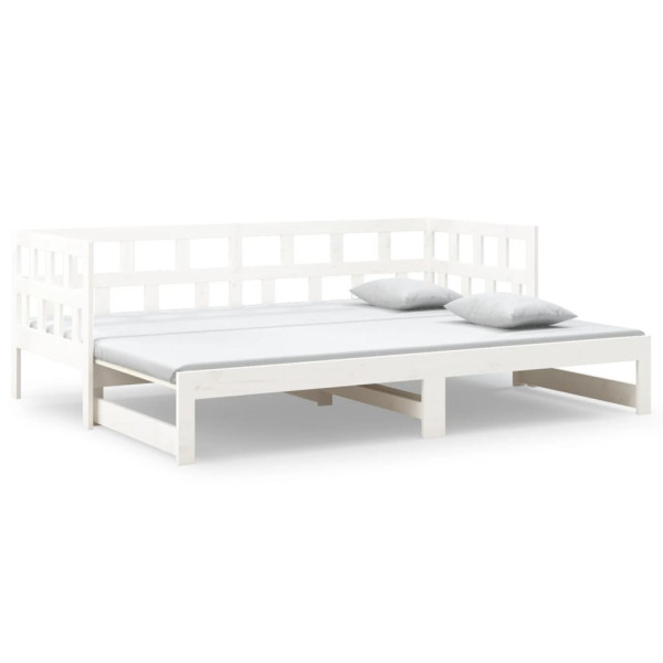 Łóżko Drewniane Rama Łóżka Sofa Biała Do Sypialni Pokoju 2x(90x200) cm 476584