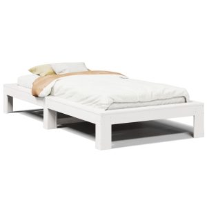 Łóżko Drewniane Rama Łóżka Sofa Biała Do Sypialni Pokoju 75×190 cm 475073 Łóżko Drewniane Rama Łóżka Sofa Biała Do Sypialni Pokoju 75×190 cm 475073
