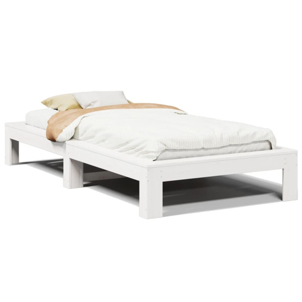 Łóżko Drewniane Rama Łóżka Sofa Biała Do Sypialni Pokoju 75x190 cm 475073