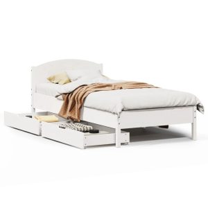 Łóżko drewniane rama łóżka sofa biała do sypialni pokoju 75×190 cm 706702 Łóżko drewniane rama łóżka sofa biała do sypialni pokoju 75×190 cm 706702