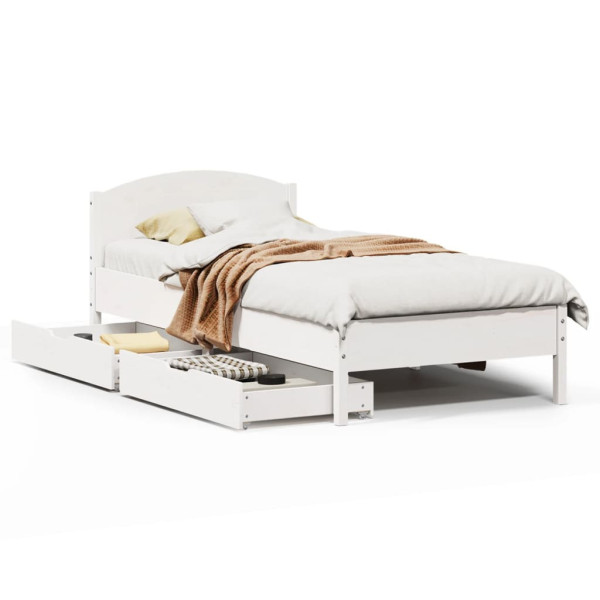 Łóżko drewniane rama łóżka sofa biała do sypialni pokoju 75x190 cm 706702