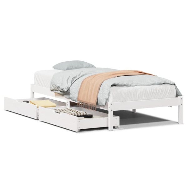 Łóżko Drewniane Rama Łóżka Sofa Biała Do Sypialni Pokoju 75x190 cm 724747
