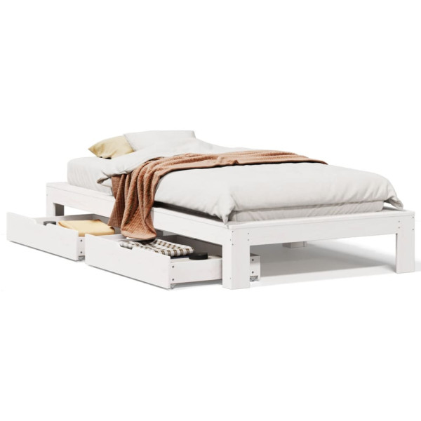 Łóżko Drewniane Rama Łóżka Sofa Biała Do Sypialni Pokoju 75x190 cm 728588