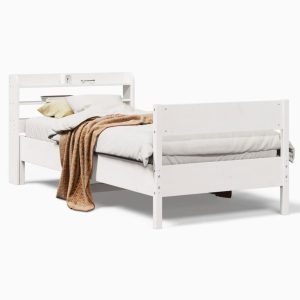 Łóżko Drewniane Rama Łóżka Sofa Biała Do Sypialni Pokoju 90×200 cm 721043 Łóżko Drewniane Rama Łóżka Sofa Biała Do Sypialni Pokoju 90×200 cm 721043