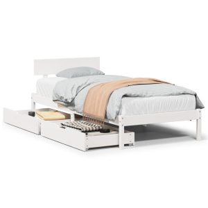 Łóżko Drewniane Rama Łóżka Sofa Biała Do Sypialni Pokoju 90×200 cm 721403 Łóżko Drewniane Rama Łóżka Sofa Biała Do Sypialni Pokoju 90×200 cm 721403