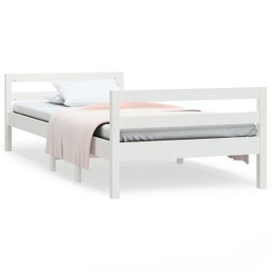 Łóżko Drewniane Rama Łóżka Sofa Biała Do Sypialni Pokoju 90×200 cm 475287