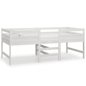 Łóżko Drewniane Rama Łóżka Sofa Biała Do Sypialni Pokoju 90×200 cm 480643