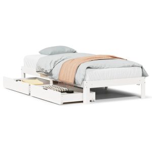 Łóżko drewniane rama łóżka sofa biała do sypialni pokoju 90×200 cm 705157 Łóżko drewniane rama łóżka sofa biała do sypialni pokoju 90×200 cm 705157