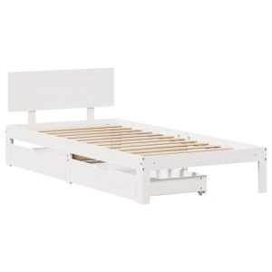 Łóżko Drewniane Rama Łóżka Sofa Biała Do Sypialni Pokoju 90×200 cm 720888 Łóżko Drewniane Rama Łóżka Sofa Biała Do Sypialni Pokoju 90×200 cm 720888