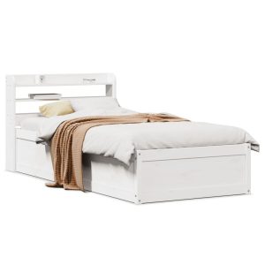 Łóżko Drewniane Rama Łóżka Sofa Biała Do Sypialni Pokoju 90×200 cm 720929 Łóżko Drewniane Rama Łóżka Sofa Biała Do Sypialni Pokoju 90×200 cm 720929