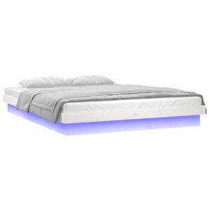 Łóżko Drewniane Rama Łóżka Sofa Biała Do Sypialni Pokoju LED 120×190 cm 472917 Łóżko Drewniane Rama Łóżka Sofa Biała Do Sypialni Pokoju LED 120×190 cm 472917