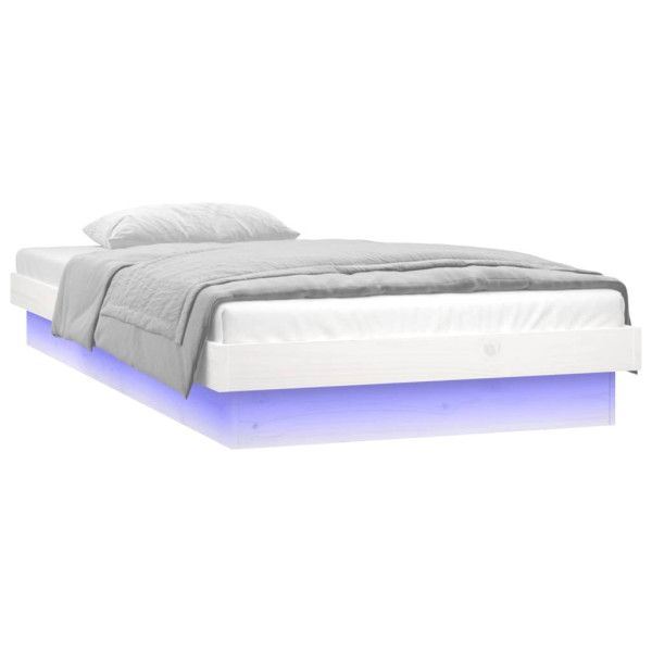 Łóżko Drewniane Rama Łóżka Sofa Biała Do Sypialni Pokoju LED 90x190 cm 472050