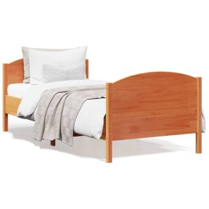 Łóżko Drewniane Rama Łóżka Sofa Brązowe Do Sypialni Pokoju 100×200 cm 720906