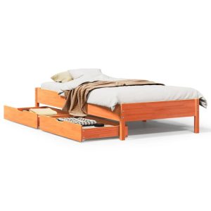 Łóżko Drewniane Rama Łóżka Sofa Brązowe Do Sypialni Pokoju 100×200 cm 721028