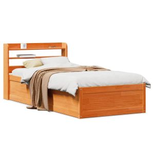 Łóżko Drewniane Rama Łóżka Sofa Brązowe Do Sypialni Pokoju 100×200 cm 721113