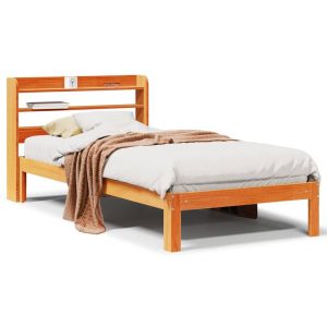 Łóżko Drewniane Rama Łóżka Sofa Brązowe Do Sypialni Pokoju 100×200 cm 721615