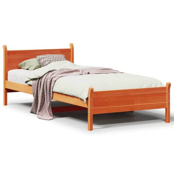 Łóżko Drewniane Rama Łóżka Sofa Brązowe Do Sypialni Pokoju 100x200 cm 724362