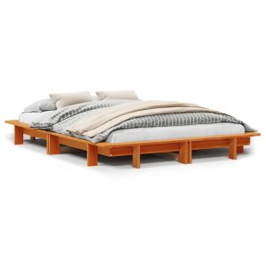 Łóżko Drewniane Rama Łóżka Sofa Brązowe Do Sypialni Pokoju 120×190 cm 721506