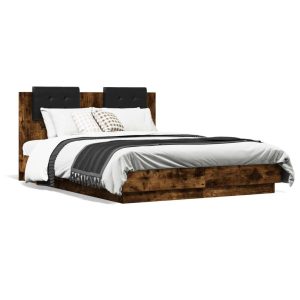 Łóżko Drewniane Rama Łóżka Sofa Brązowe Do Sypialni Pokoju 120×190 cm 724488
