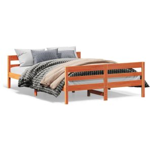 Łóżko Drewniane Rama Łóżka Sofa Brązowe Do Sypialni Pokoju 120×200 cm 721032