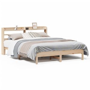Łóżko Drewniane Rama Łóżka Sofa Brązowe Do Sypialni Pokoju 135×190 cm 477844