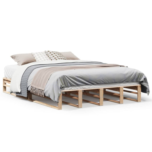 Łóżko Drewniane Rama Łóżka Sofa Brązowe Do Sypialni Pokoju 135x190 cm 479012