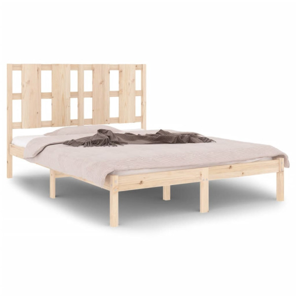 Łóżko Drewniane Rama Łóżka Sofa Brązowe Do Sypialni Pokoju 135x190 cm 480060