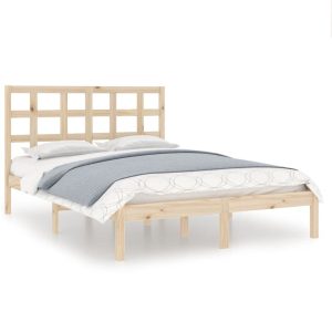 Łóżko Drewniane Rama Łóżka Sofa Brązowe Do Sypialni Pokoju 135×190 cm 480187