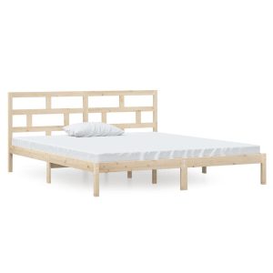 Łóżko Drewniane Rama Łóżka Sofa Brązowe Do Sypialni Pokoju 135×190 cm 480469