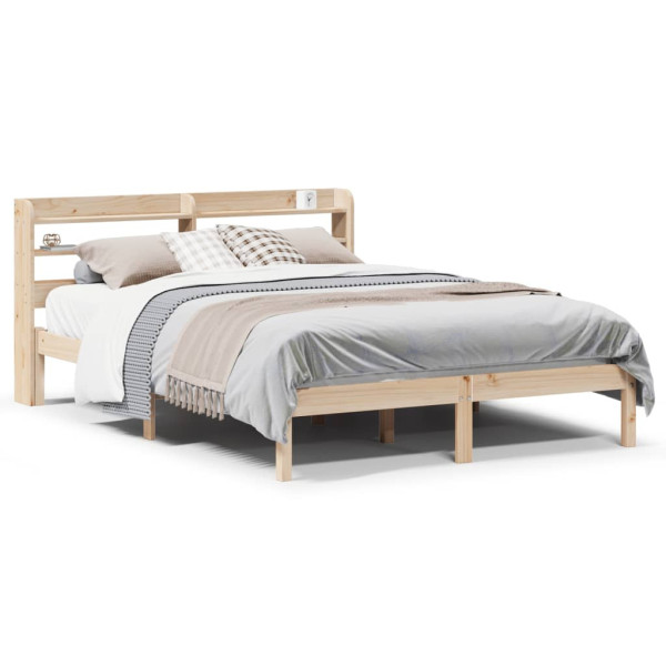 Łóżko Drewniane Rama Łóżka Sofa Brązowe Do Sypialni Pokoju 135x190 cm 704938