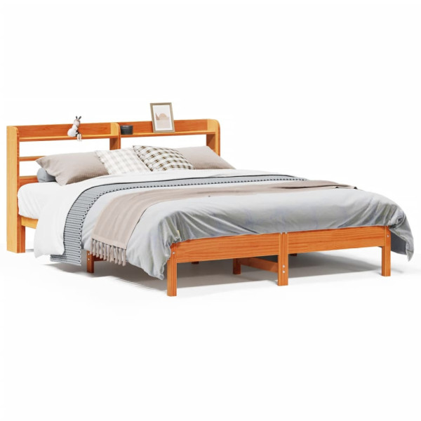Łóżko Drewniane Rama Łóżka Sofa Brązowe Do Sypialni Pokoju 135x190 cm 721268